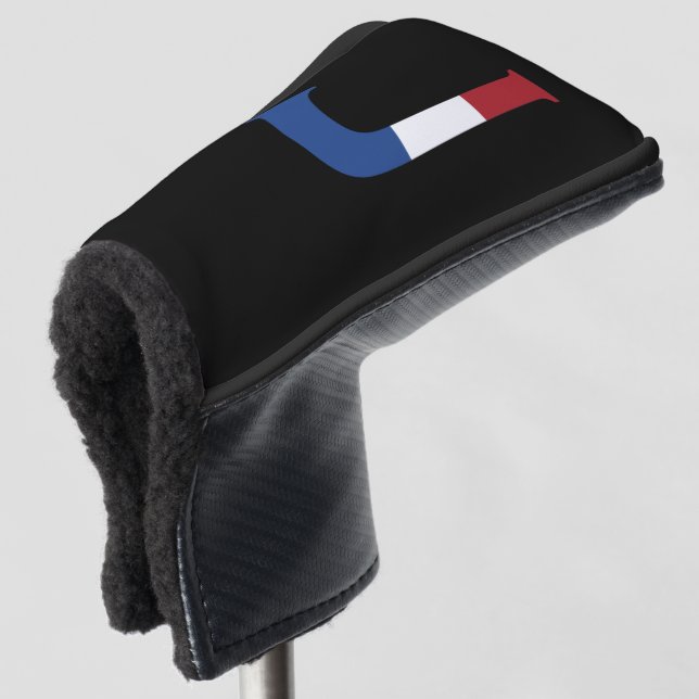 J Monogram overlaid on NLD Flag on bk pccnt Golf Head Cover (3/4 Front)