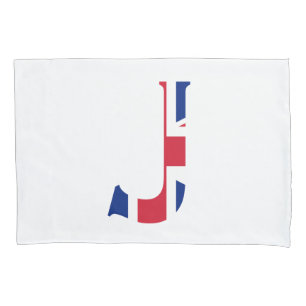 J Monogram overlaid on Union Jack Flag pccnt Pillow Case