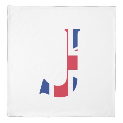 J Monogram overlaid on Union Jack Flag qccnt Duvet Cover