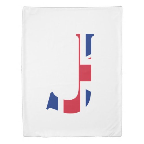 J Monogram overlaid on Union Jack Flag tccnt Duvet Cover