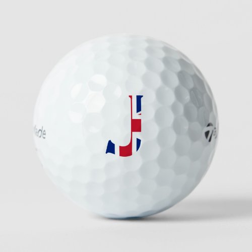 J Monogram overlaid on Union Jack Flag tmtp5 gbcn Golf Balls