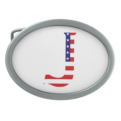 J Monogram overlaid on USA Flag bbcn Belt Buckle