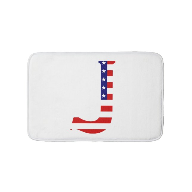 J Monogram overlaid on USA Flag bmcnt Bath Mat (Front)