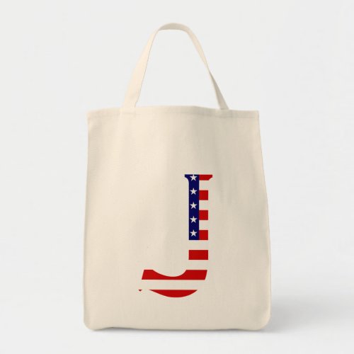 J Monogram overlaid on USA Flag gtcn Tote Bag