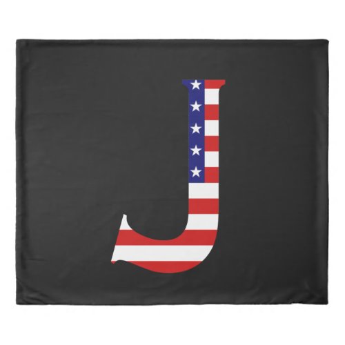 J Monogram overlaid on USA Flag kccnt Duvet Cover