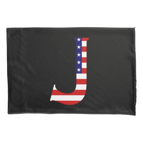 J Monogram overlaid on USA Flag pccnt Pillow Case