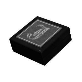 J Monogram Royal Grey Stone Decorative Box
