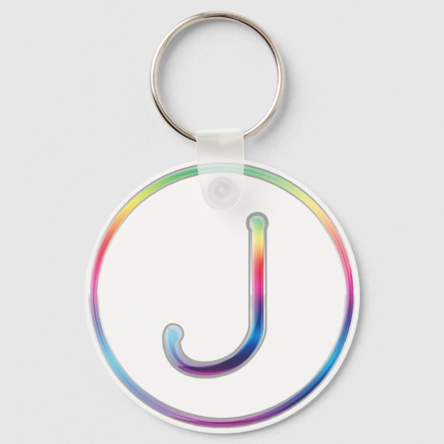 J Rainbow Monogram Keychain (Front)