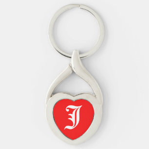 "J" Red Heart Keychain