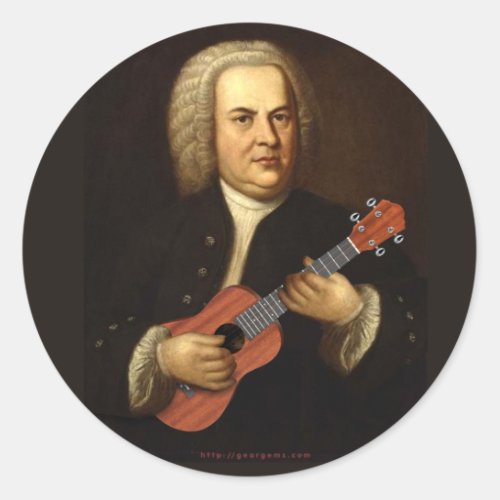 JS Bach on Uke Classic Round Sticker