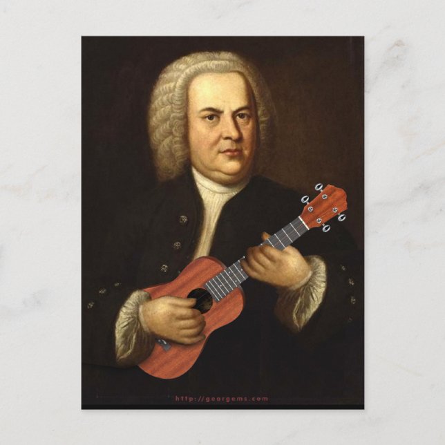 J.S. Bach on Uke Postcard (Front)