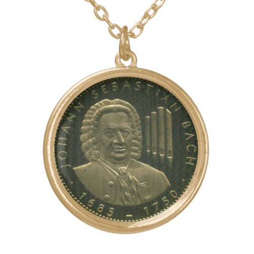 J S Bach Organist Commemorative  Gold Plated Necklace