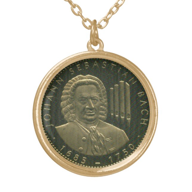 J. S. Bach Organist Commemorative  Gold Plated Necklace (Front)