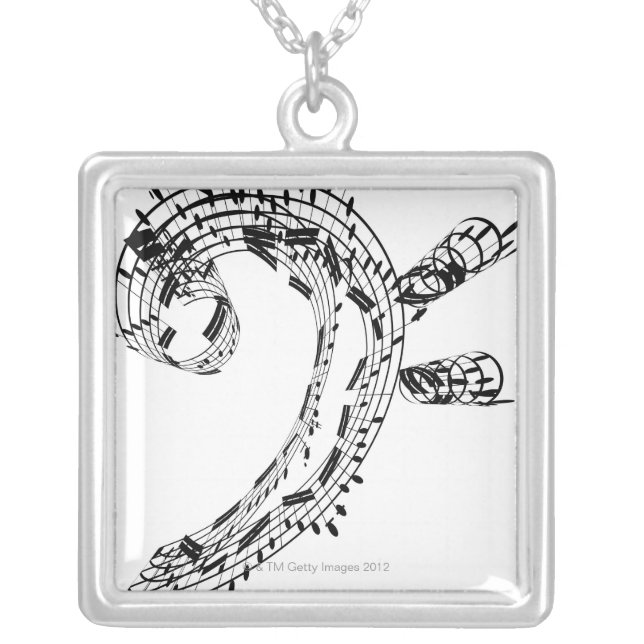J.S.Bach's Cello Suite Silver Plated Necklace (Front)