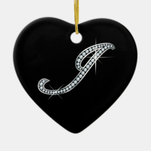 J script "Diamond Bling" Ceramic Ornament