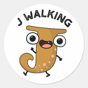 J Walking Funny Alphabet Pun Classic Round Sticker