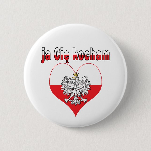 ja Cie kocham Eagle Heart Button (Front)