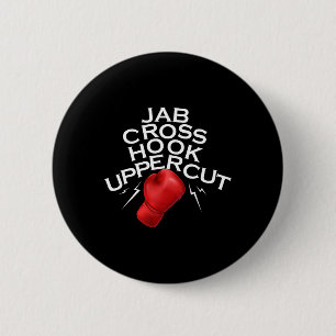 Jab Cross Hook Uppercut Boxer Funny Boxing Trainin Button