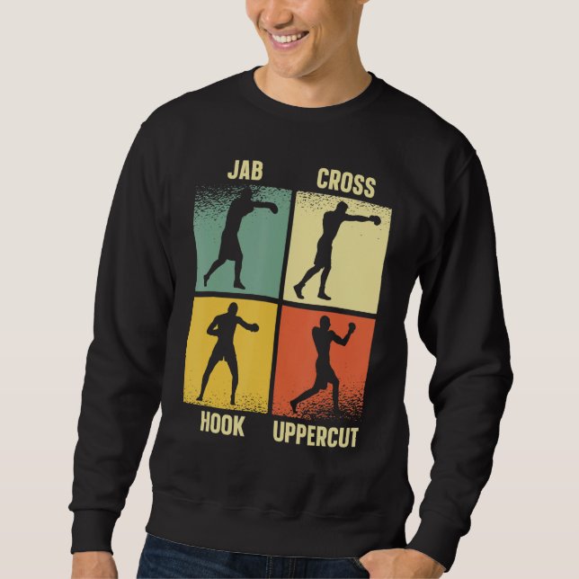 Jab Cross Hook Uppercut Boxing Gloves Boxer Sweatshirt (Front)