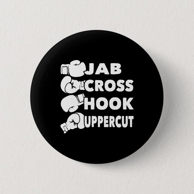 Jab Cross Hook Uppercut - Boxing Lover Gym Boxer K Button (Front)