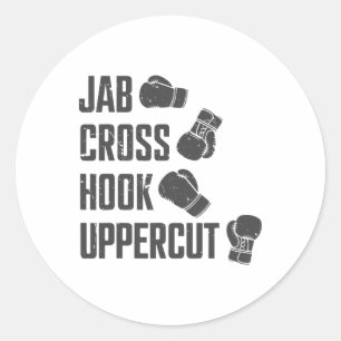 Jab Cross Hook Uppercut Funny Boxing Coach Trainin Classic Round Sticker