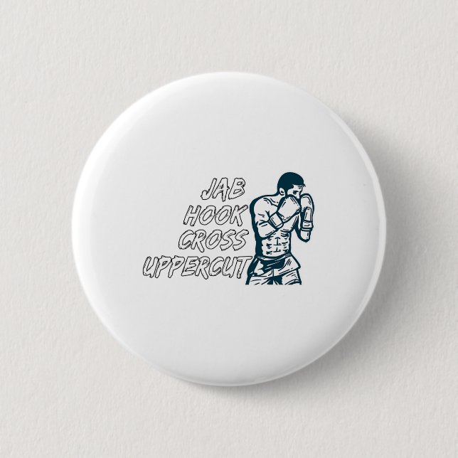 Jab Hook Cross Uppercut Boxing For Boxer Men Boys  Button (Front)