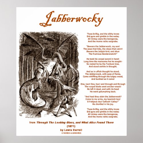 Jabberwocky Lewis Carroll Through Looking Glass Poster