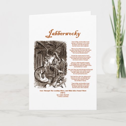 Jabberwocky Poem by Lewis Carroll Black Adder Card
