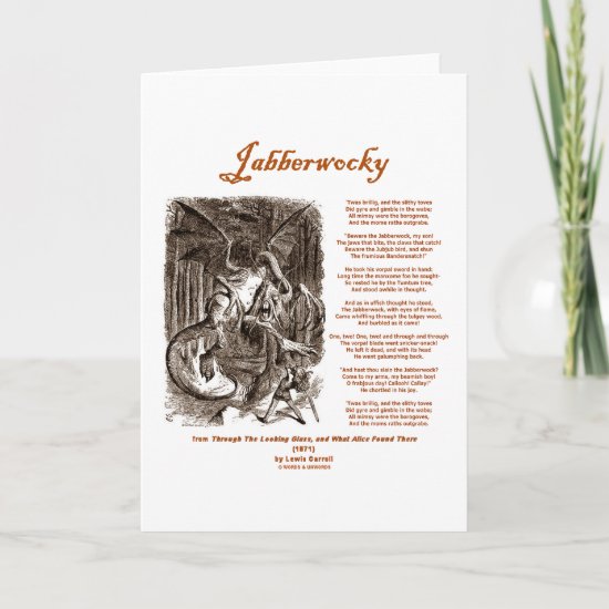 Jabberwocky Poem by Lewis Carroll (Black Adder) Card