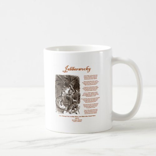 Jabberwocky Poem by Lewis Carroll Black Adder Coffee Mug