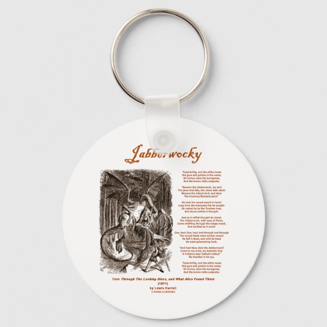 Jabberwocky Poem by Lewis Carroll (Black Adder) Keychain (Front)