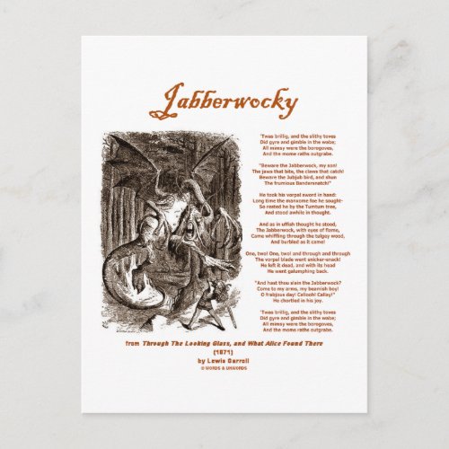 Jabberwocky Poem by Lewis Carroll Black Adder Postcard