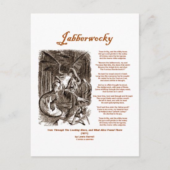 Jabberwocky Poem by Lewis Carroll (Black Adder) Postcard