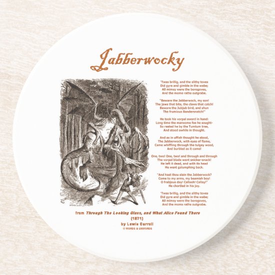 Jabberwocky Poem by Lewis Carroll (Black Adder) Sandstone Coaster