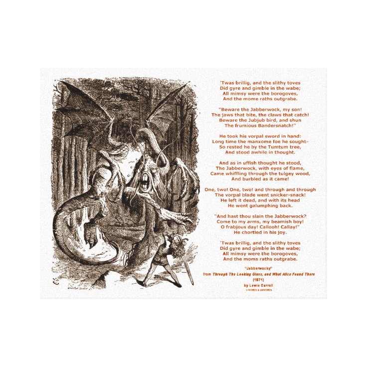 Jabberwocky Poem by Lewis Carroll Canvas Print | Zazzle