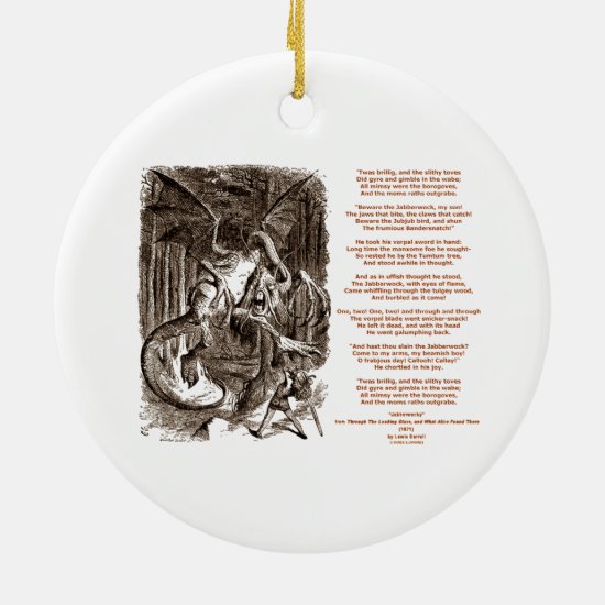 Jabberwocky Poem by Lewis Carroll Ceramic Ornament
