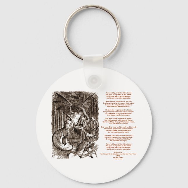 Jabberwocky Poem by Lewis Carroll Keychain (Front)