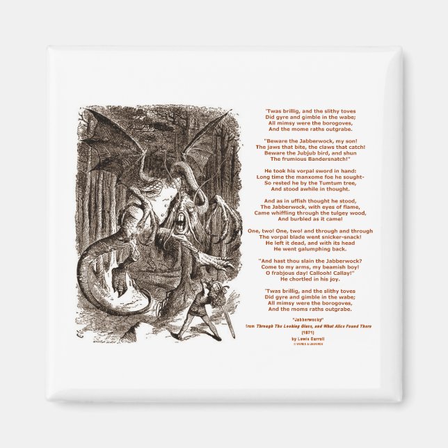 Jabberwocky Poem by Lewis Carroll Magnet (Front)