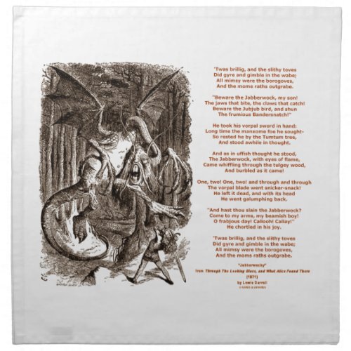 Jabberwocky Poem by Lewis Carroll Napkin