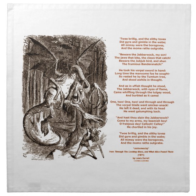 Jabberwocky Poem by Lewis Carroll Napkin (Front)