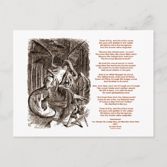Jabberwocky Poem by Lewis Carroll Postcard