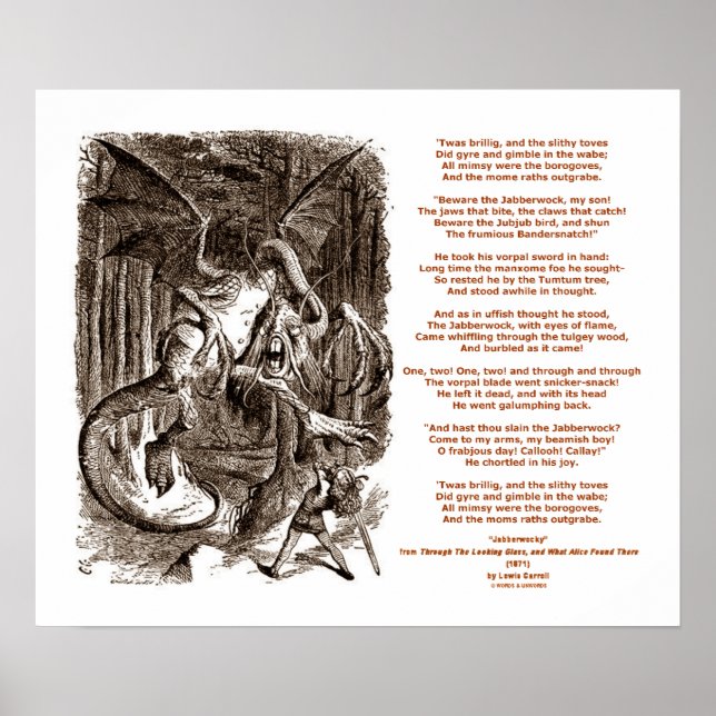 Jabberwocky Poem by Lewis Carroll Poster (Front)