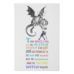 Jabberwocky Poem Faux Canvas Print