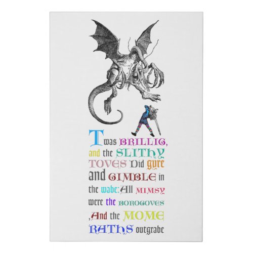 Jabberwocky Poem Faux Canvas Print