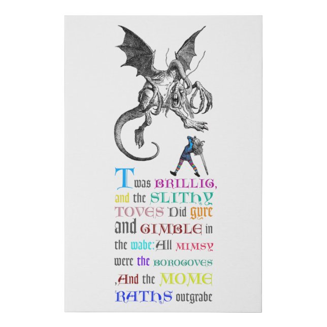 Jabberwocky Poem Faux Canvas Print (Front)