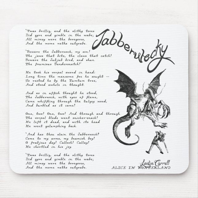 Jabberwocky Poem Mouse Pad (Front)
