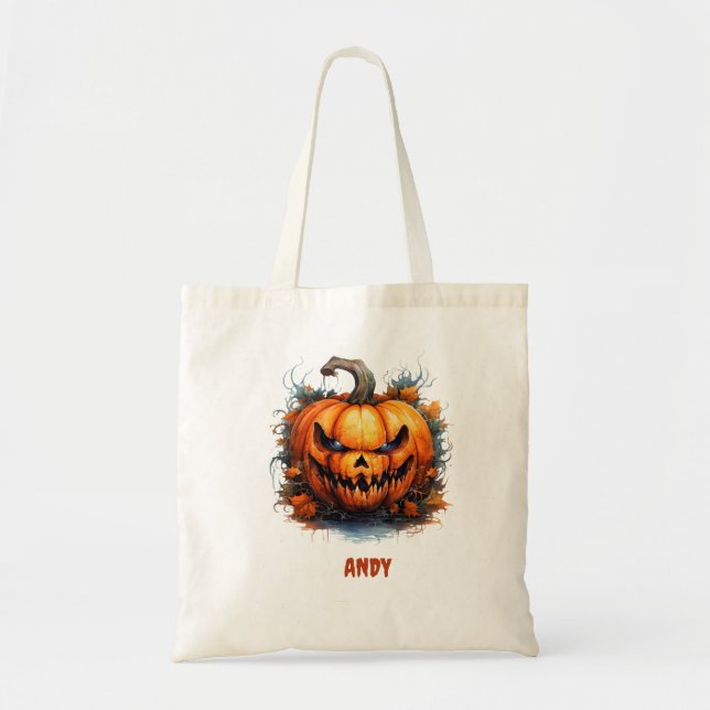 Jac-o-Scare Halloween Candy Tote Bag (Front)