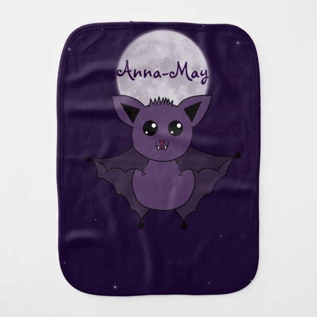 Jac the Bat Flying by night Burp Cloth (Front)