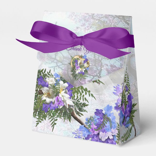Jacaranda Blooms & Lily Bouquet Favor Boxes (Front Side)