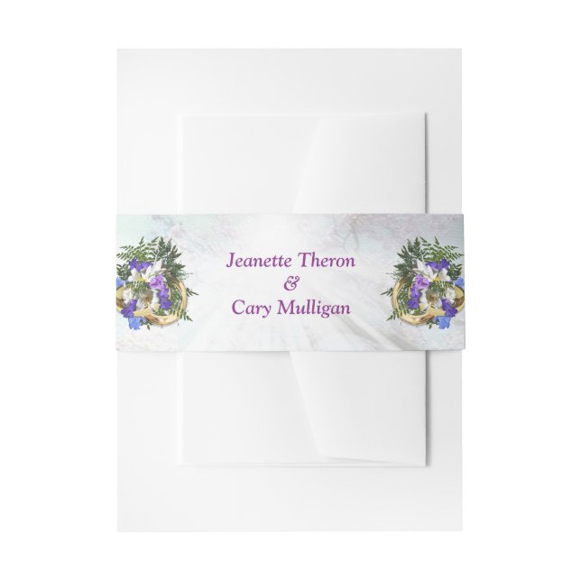 Jacaranda Blooms & Lily Bouquet Invitation Belly Band (Front Example)